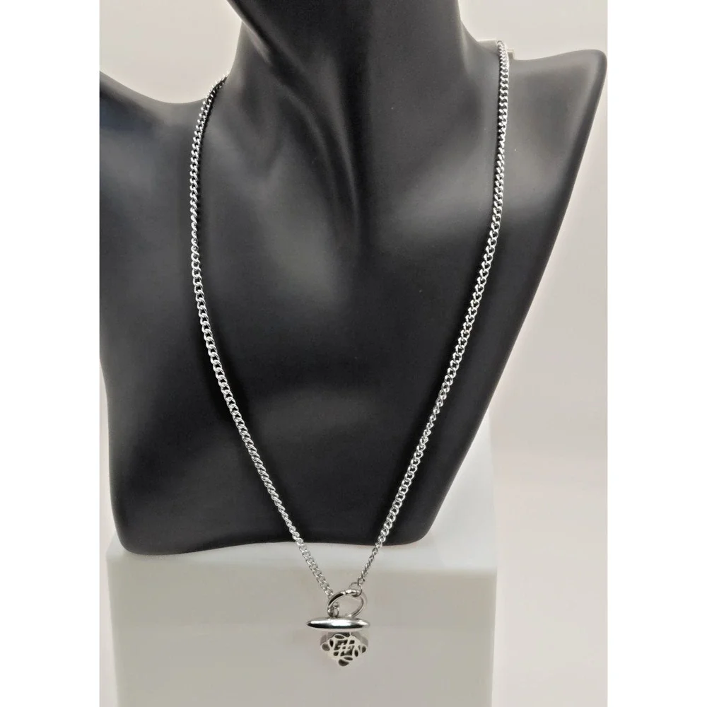 18K Gold Plated Hollow-Out Bullet Clasp Necklace – Modern Toggle Pendant Chain –